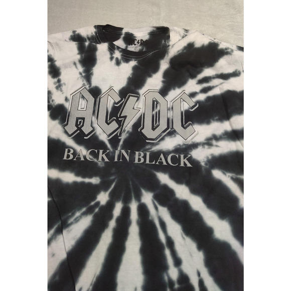 AC DC Back in Black Tie Dye Unisex Heavy Metal T Shirt XL Black Tie Dye Rock - Picture 2 of 10